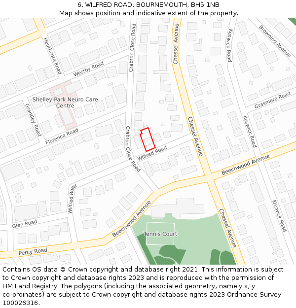 6, WILFRED ROAD, BOURNEMOUTH, BH5 1NB: Location map and indicative extent of plot