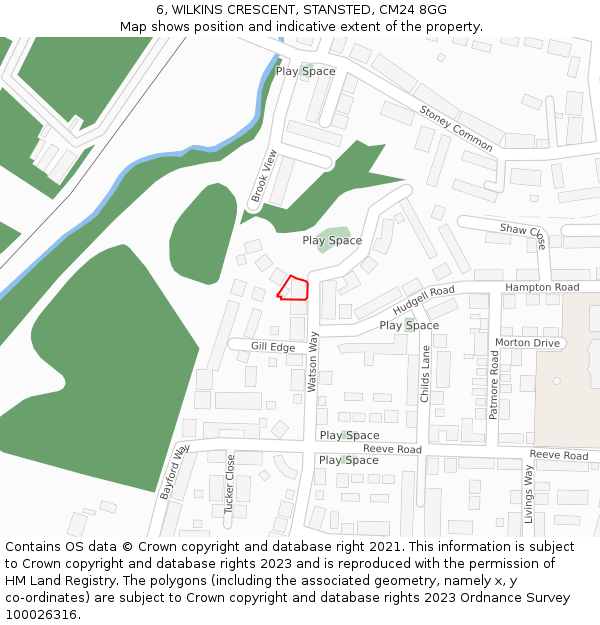 6, WILKINS CRESCENT, STANSTED, CM24 8GG: Location map and indicative extent of plot