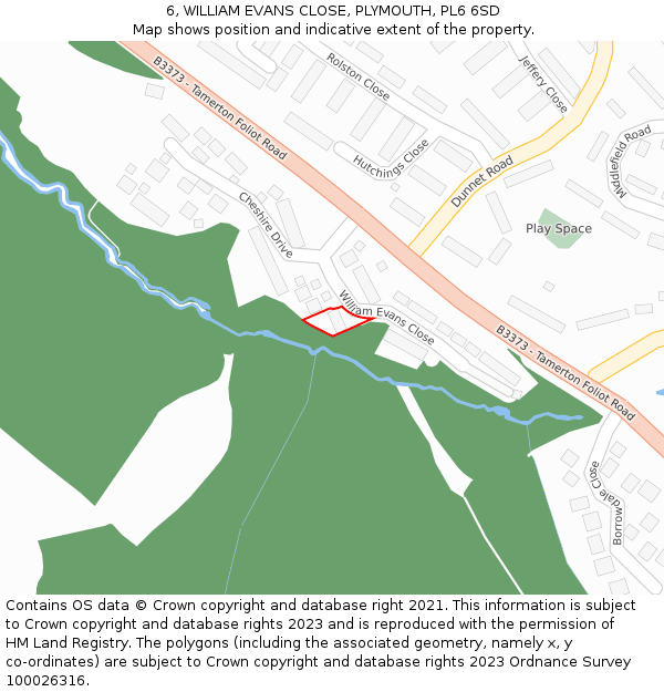 6, WILLIAM EVANS CLOSE, PLYMOUTH, PL6 6SD: Location map and indicative extent of plot