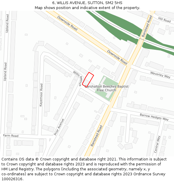 6, WILLIS AVENUE, SUTTON, SM2 5HS: Location map and indicative extent of plot