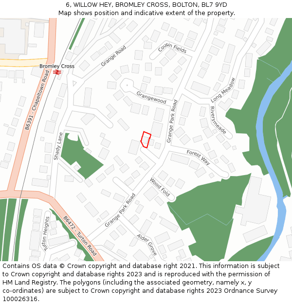 6, WILLOW HEY, BROMLEY CROSS, BOLTON, BL7 9YD: Location map and indicative extent of plot