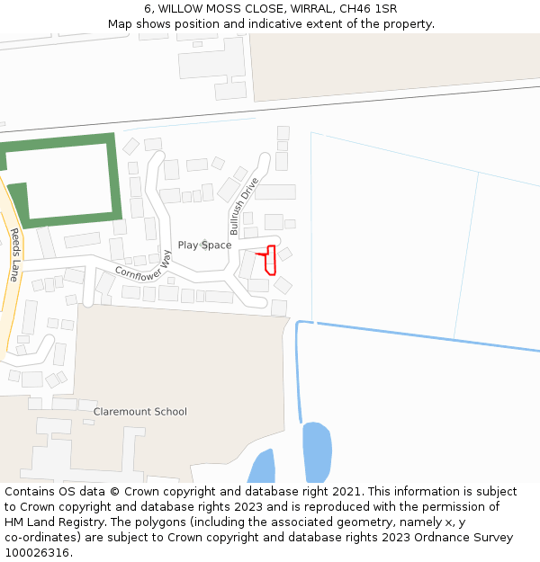 6, WILLOW MOSS CLOSE, WIRRAL, CH46 1SR: Location map and indicative extent of plot