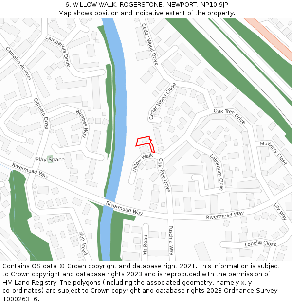 6, WILLOW WALK, ROGERSTONE, NEWPORT, NP10 9JP: Location map and indicative extent of plot