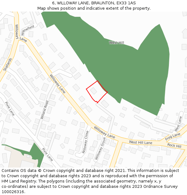 6, WILLOWAY LANE, BRAUNTON, EX33 1AS: Location map and indicative extent of plot