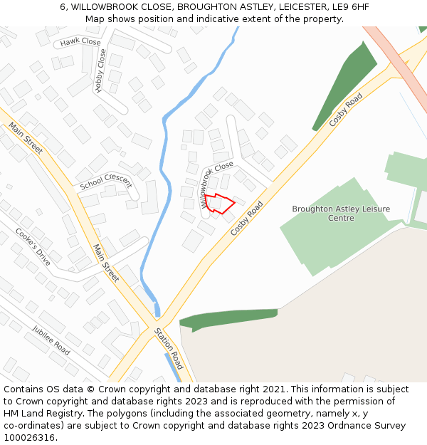 6, WILLOWBROOK CLOSE, BROUGHTON ASTLEY, LEICESTER, LE9 6HF: Location map and indicative extent of plot