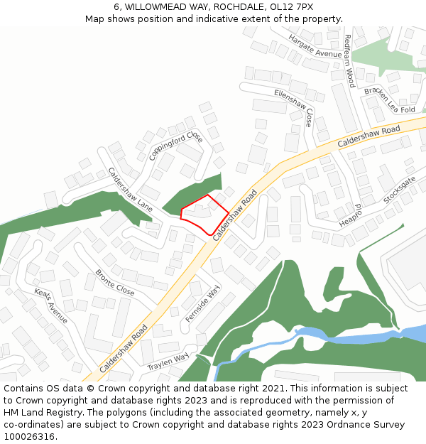 6, WILLOWMEAD WAY, ROCHDALE, OL12 7PX: Location map and indicative extent of plot