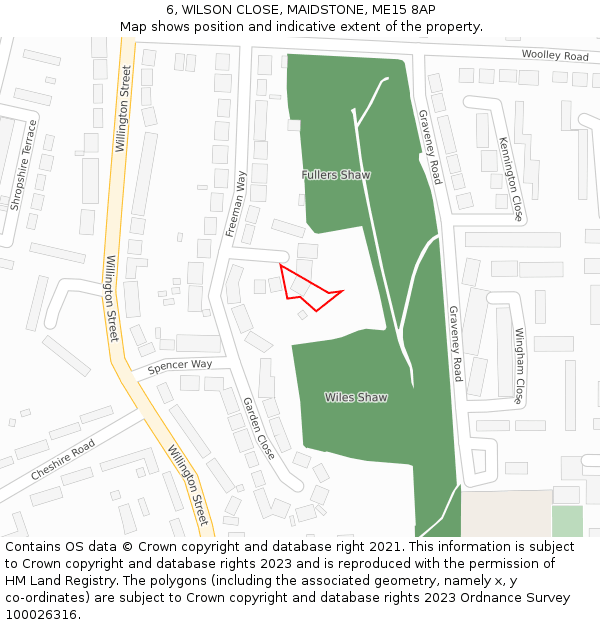 6, WILSON CLOSE, MAIDSTONE, ME15 8AP: Location map and indicative extent of plot