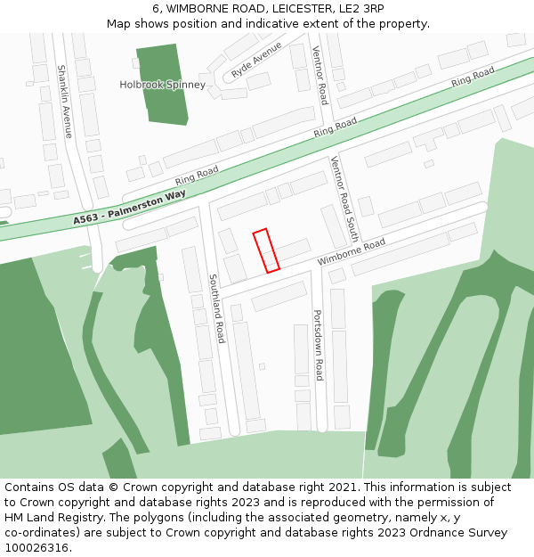 6, WIMBORNE ROAD, LEICESTER, LE2 3RP: Location map and indicative extent of plot