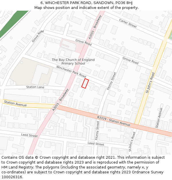 6, WINCHESTER PARK ROAD, SANDOWN, PO36 8HJ: Location map and indicative extent of plot