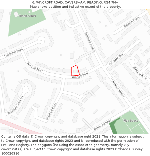 6, WINCROFT ROAD, CAVERSHAM, READING, RG4 7HH: Location map and indicative extent of plot