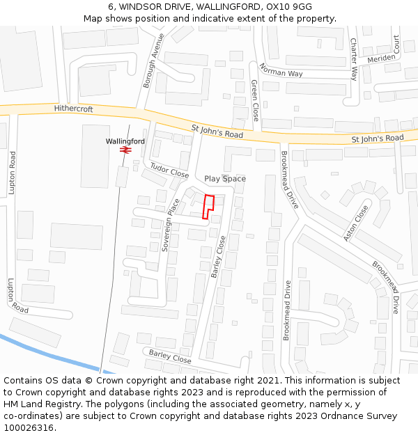 6, WINDSOR DRIVE, WALLINGFORD, OX10 9GG: Location map and indicative extent of plot