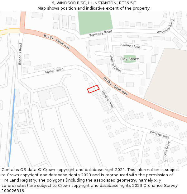 6, WINDSOR RISE, HUNSTANTON, PE36 5JE: Location map and indicative extent of plot