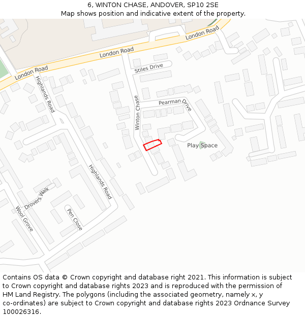 6, WINTON CHASE, ANDOVER, SP10 2SE: Location map and indicative extent of plot