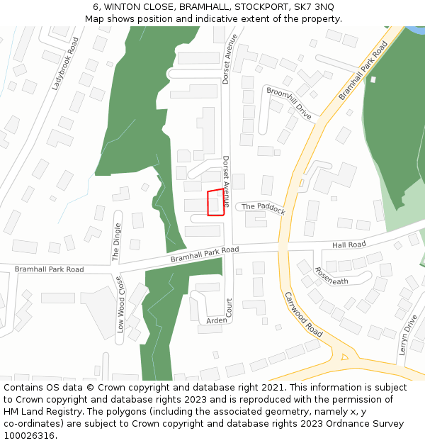 6, WINTON CLOSE, BRAMHALL, STOCKPORT, SK7 3NQ: Location map and indicative extent of plot