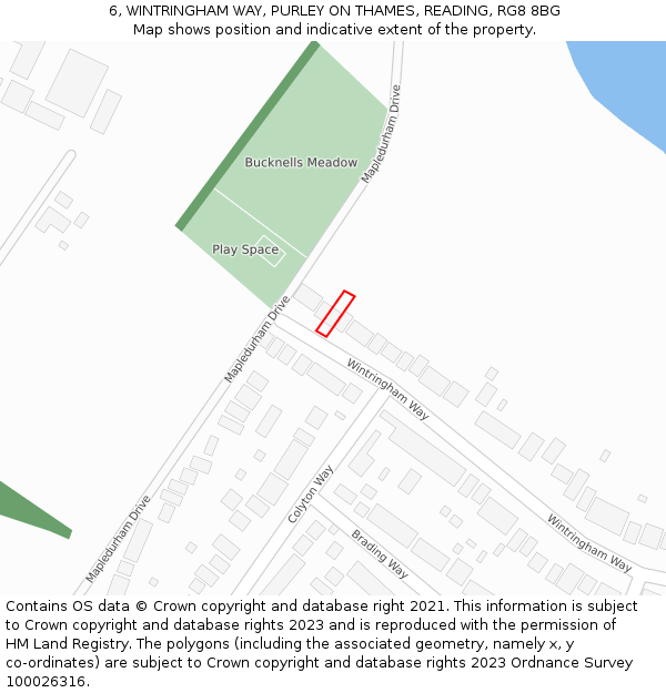 6, WINTRINGHAM WAY, PURLEY ON THAMES, READING, RG8 8BG: Location map and indicative extent of plot