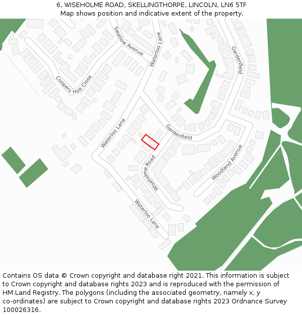 6, WISEHOLME ROAD, SKELLINGTHORPE, LINCOLN, LN6 5TF: Location map and indicative extent of plot