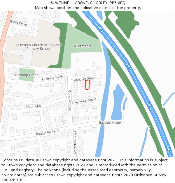 6, WITHNELL GROVE, CHORLEY, PR6 0EQ: Location map and indicative extent of plot
