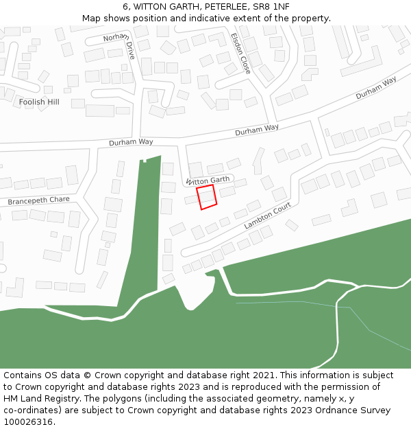 6, WITTON GARTH, PETERLEE, SR8 1NF: Location map and indicative extent of plot