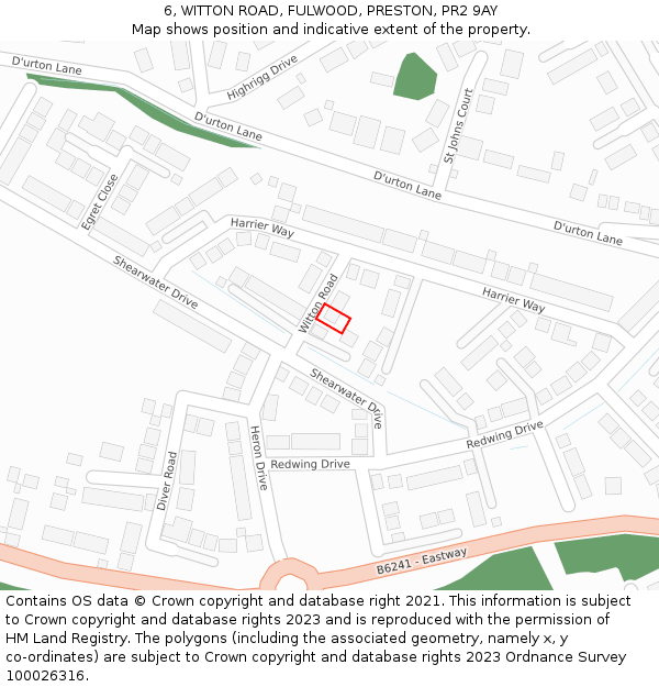 6, WITTON ROAD, FULWOOD, PRESTON, PR2 9AY: Location map and indicative extent of plot