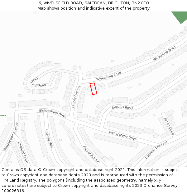 6, WIVELSFIELD ROAD, SALTDEAN, BRIGHTON, BN2 8FQ: Location map and indicative extent of plot