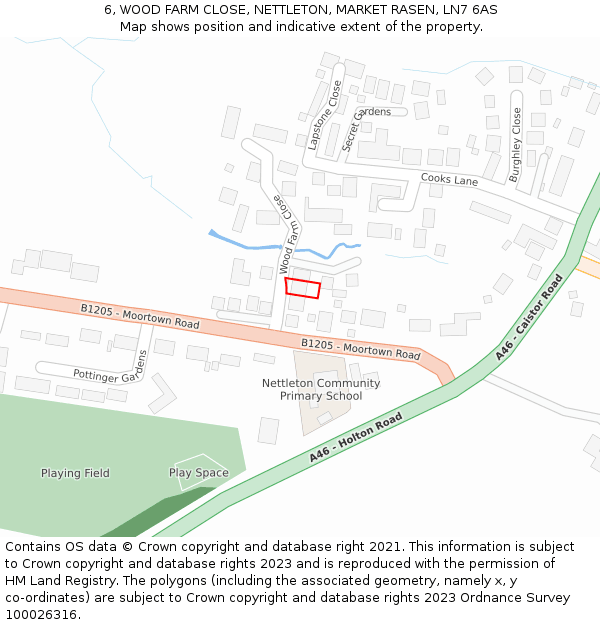 6, WOOD FARM CLOSE, NETTLETON, MARKET RASEN, LN7 6AS: Location map and indicative extent of plot