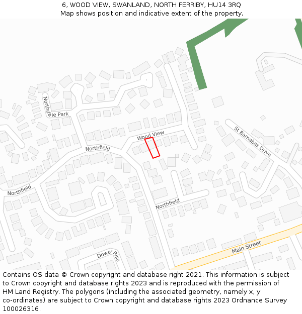 6, WOOD VIEW, SWANLAND, NORTH FERRIBY, HU14 3RQ: Location map and indicative extent of plot