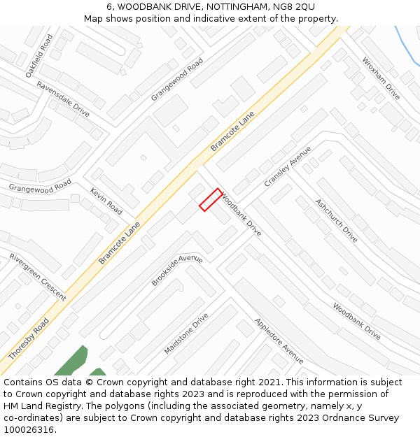 6, WOODBANK DRIVE, NOTTINGHAM, NG8 2QU: Location map and indicative extent of plot