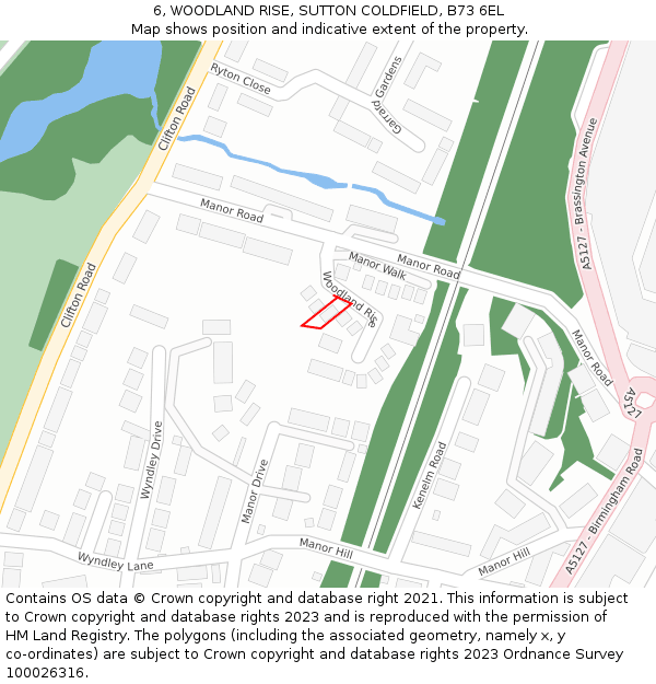 6, WOODLAND RISE, SUTTON COLDFIELD, B73 6EL: Location map and indicative extent of plot