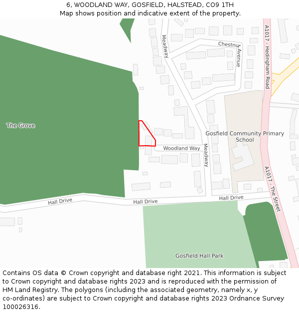 6, WOODLAND WAY, GOSFIELD, HALSTEAD, CO9 1TH: Location map and indicative extent of plot