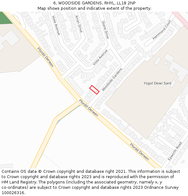 6, WOODSIDE GARDENS, RHYL, LL18 2NP: Location map and indicative extent of plot