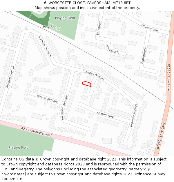 6, WORCESTER CLOSE, FAVERSHAM, ME13 8RT: Location map and indicative extent of plot