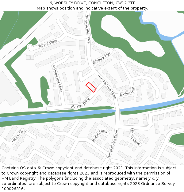 6, WORSLEY DRIVE, CONGLETON, CW12 3TT: Location map and indicative extent of plot