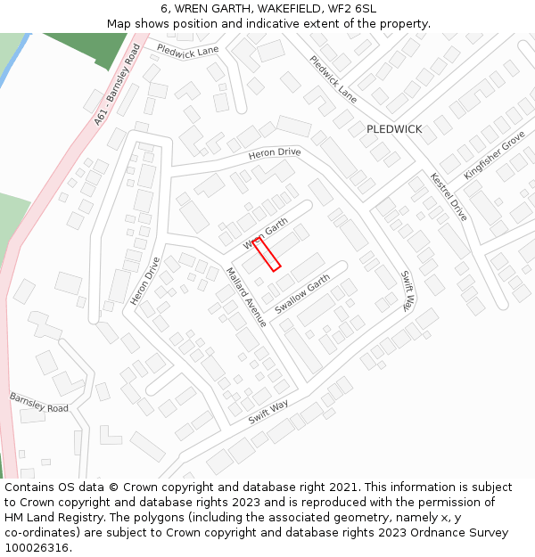 6, WREN GARTH, WAKEFIELD, WF2 6SL: Location map and indicative extent of plot