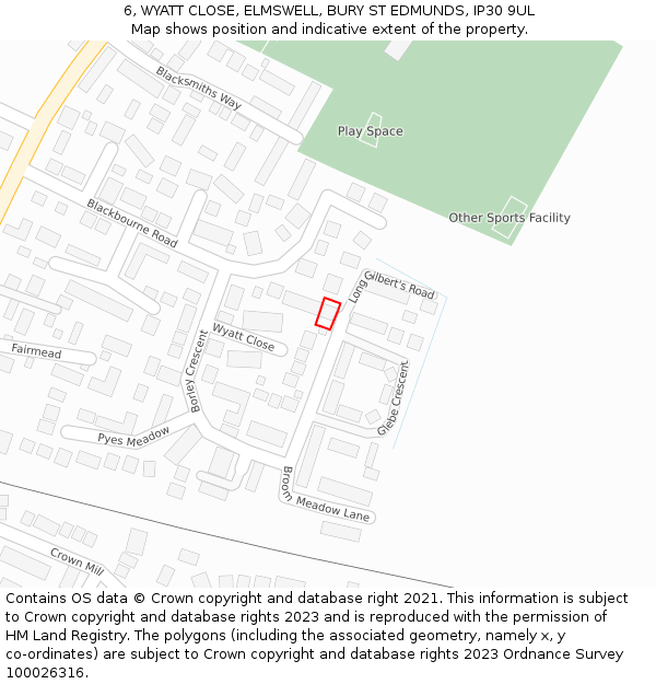 6, WYATT CLOSE, ELMSWELL, BURY ST EDMUNDS, IP30 9UL: Location map and indicative extent of plot