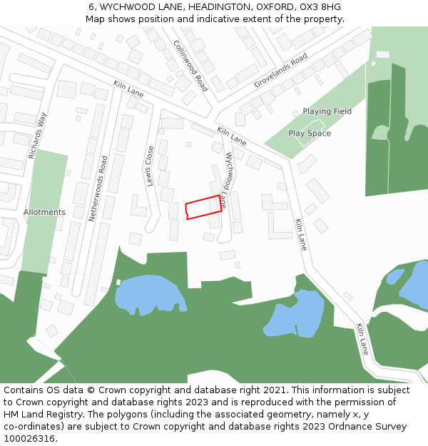 6, WYCHWOOD LANE, HEADINGTON, OXFORD, OX3 8HG: Location map and indicative extent of plot
