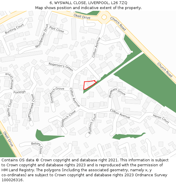 6, WYSWALL CLOSE, LIVERPOOL, L26 7ZQ: Location map and indicative extent of plot