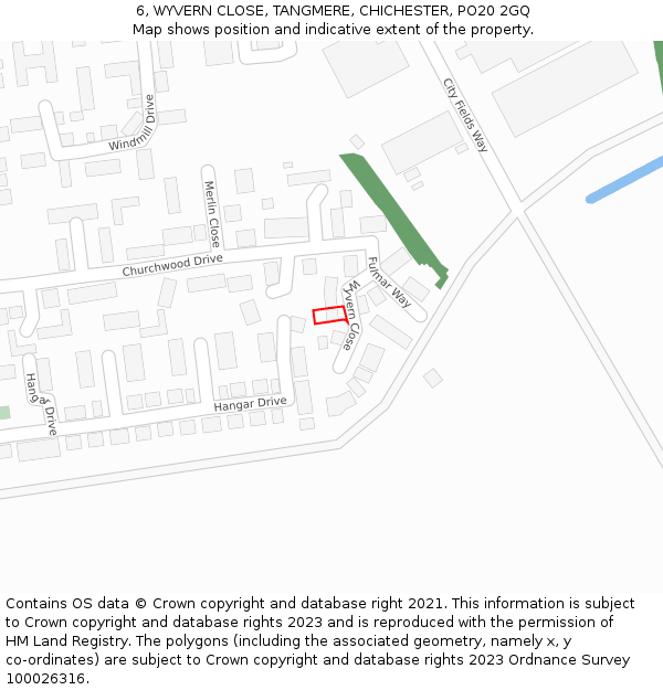 6, WYVERN CLOSE, TANGMERE, CHICHESTER, PO20 2GQ: Location map and indicative extent of plot