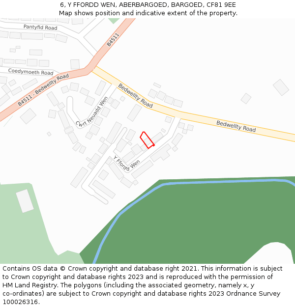 6, Y FFORDD WEN, ABERBARGOED, BARGOED, CF81 9EE: Location map and indicative extent of plot