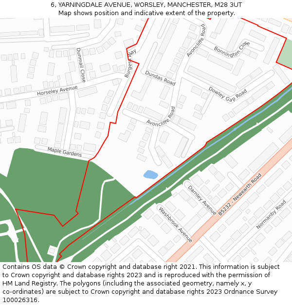 6, YARNINGDALE AVENUE, WORSLEY, MANCHESTER, M28 3UT: Location map and indicative extent of plot