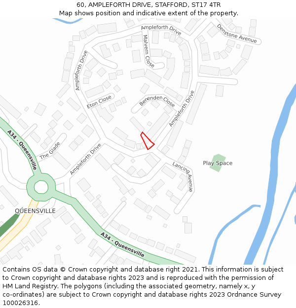 60, AMPLEFORTH DRIVE, STAFFORD, ST17 4TR: Location map and indicative extent of plot