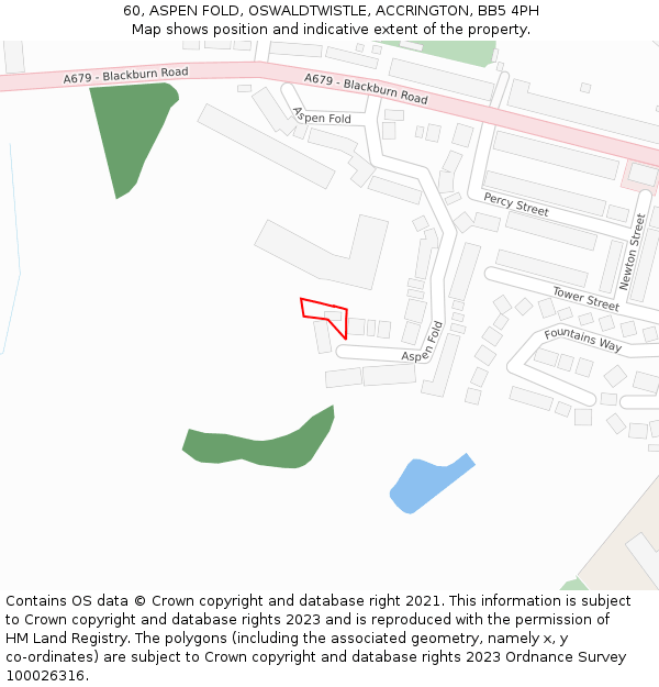60, ASPEN FOLD, OSWALDTWISTLE, ACCRINGTON, BB5 4PH: Location map and indicative extent of plot