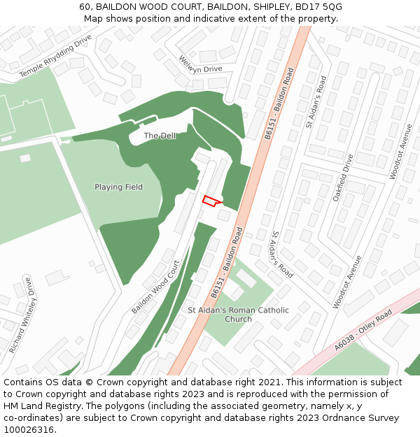 60, BAILDON WOOD COURT, BAILDON, SHIPLEY, BD17 5QG: Location map and indicative extent of plot