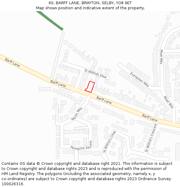 60, BARFF LANE, BRAYTON, SELBY, YO8 9ET: Location map and indicative extent of plot