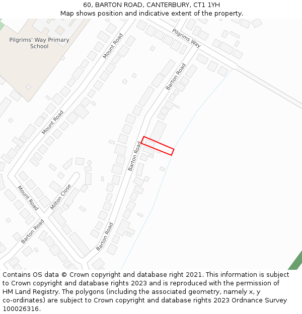 60, BARTON ROAD, CANTERBURY, CT1 1YH: Location map and indicative extent of plot