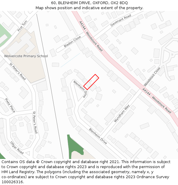 60, BLENHEIM DRIVE, OXFORD, OX2 8DQ: Location map and indicative extent of plot