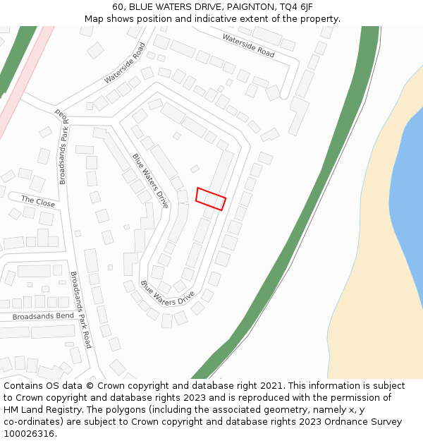 60, BLUE WATERS DRIVE, PAIGNTON, TQ4 6JF: Location map and indicative extent of plot