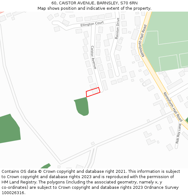 60, CAISTOR AVENUE, BARNSLEY, S70 6RN: Location map and indicative extent of plot