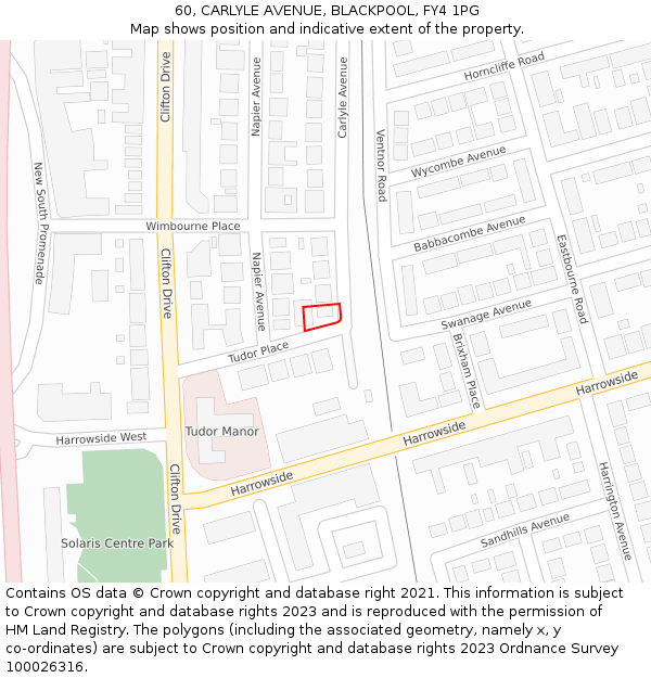 60, CARLYLE AVENUE, BLACKPOOL, FY4 1PG: Location map and indicative extent of plot