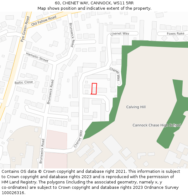 60, CHENET WAY, CANNOCK, WS11 5RR: Location map and indicative extent of plot