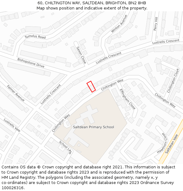 60, CHILTINGTON WAY, SALTDEAN, BRIGHTON, BN2 8HB: Location map and indicative extent of plot